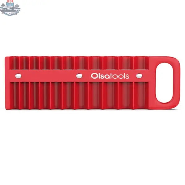 Olsa Tools Canada magnetic socket organizer tray with slots for easy tool management and secure storage of sockets.