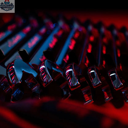 Olsa Tools Canada magnetic wrench organizer holding various wrenches in a tidy, organized garage workspace.