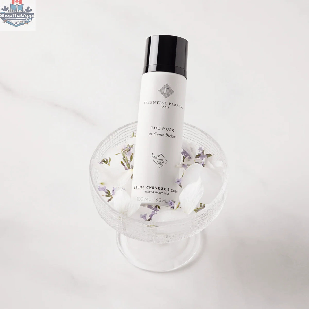 Essential Parfums The Musc Hair & Body Mist in 100ml bottle, lightly scented with musky fragrance, for hair and body.