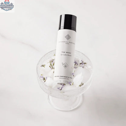 Essential Parfums The Musc Hair & Body Mist in 100ml bottle, lightly scented with musky fragrance, for hair and body.