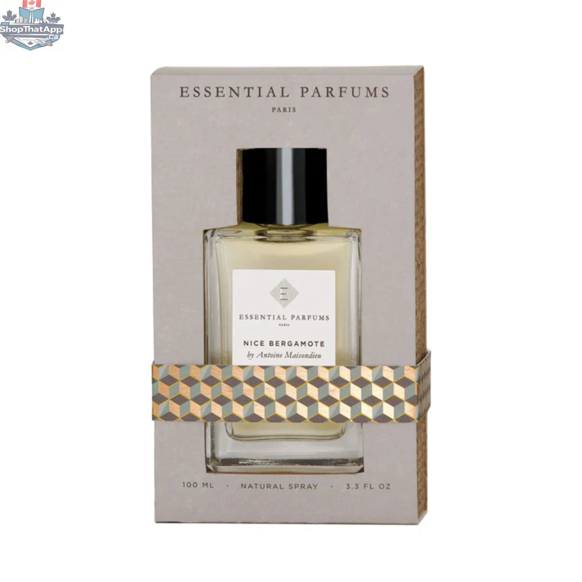 Essential Parfums Nice Bergamote EDP 100ml bottle with gold cap and minimalist label, showcasing fresh citrus fragrance.