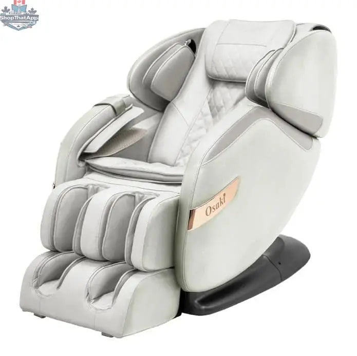 Osaki Canada OS Champ massage chair with padded armrests and sleek black design, showcasing its ergonomic features.