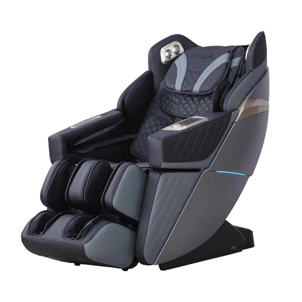 Osaki OS-3D Hamilton LE massage chair in black with sleek design and control panel for relaxation and wellness.