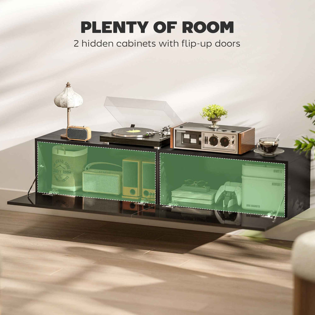 Hunter Floating TV Stand with Storage Cupboards for TVs up to 65 Inches-Black