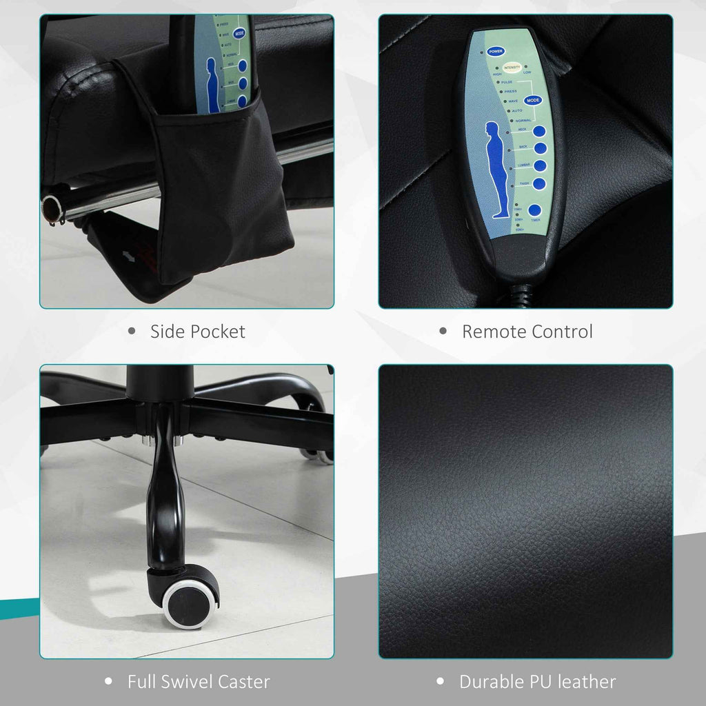 Declan Executive Office Chair with 7-Point Massage and Reclining Features-Black