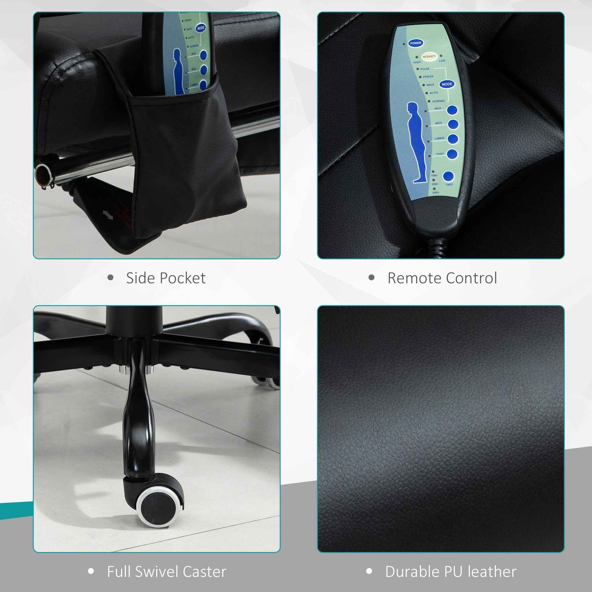 Declan Executive Office Chair with 7-Point Massage and Reclining Features-Black