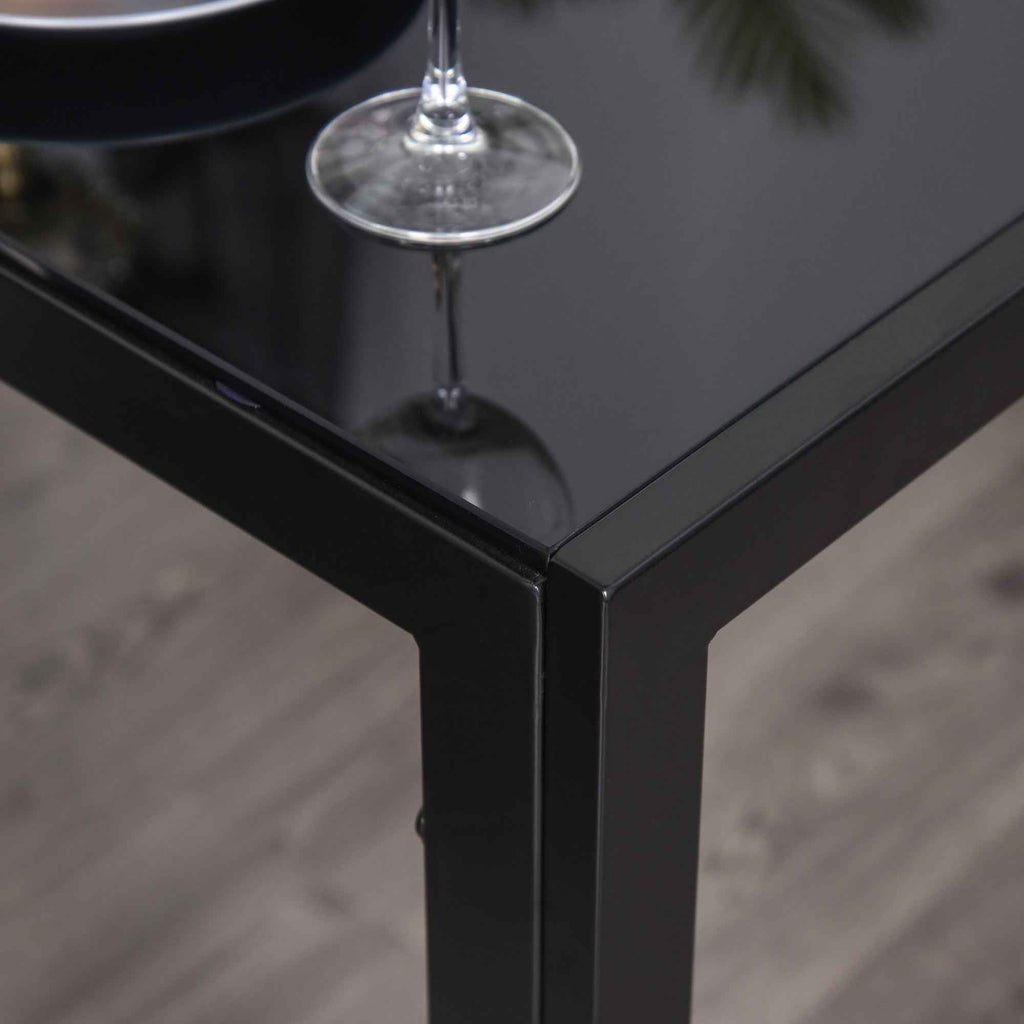 Zaya 5-Piece Rectangular Glass Dining Set for Small Spaces-Black