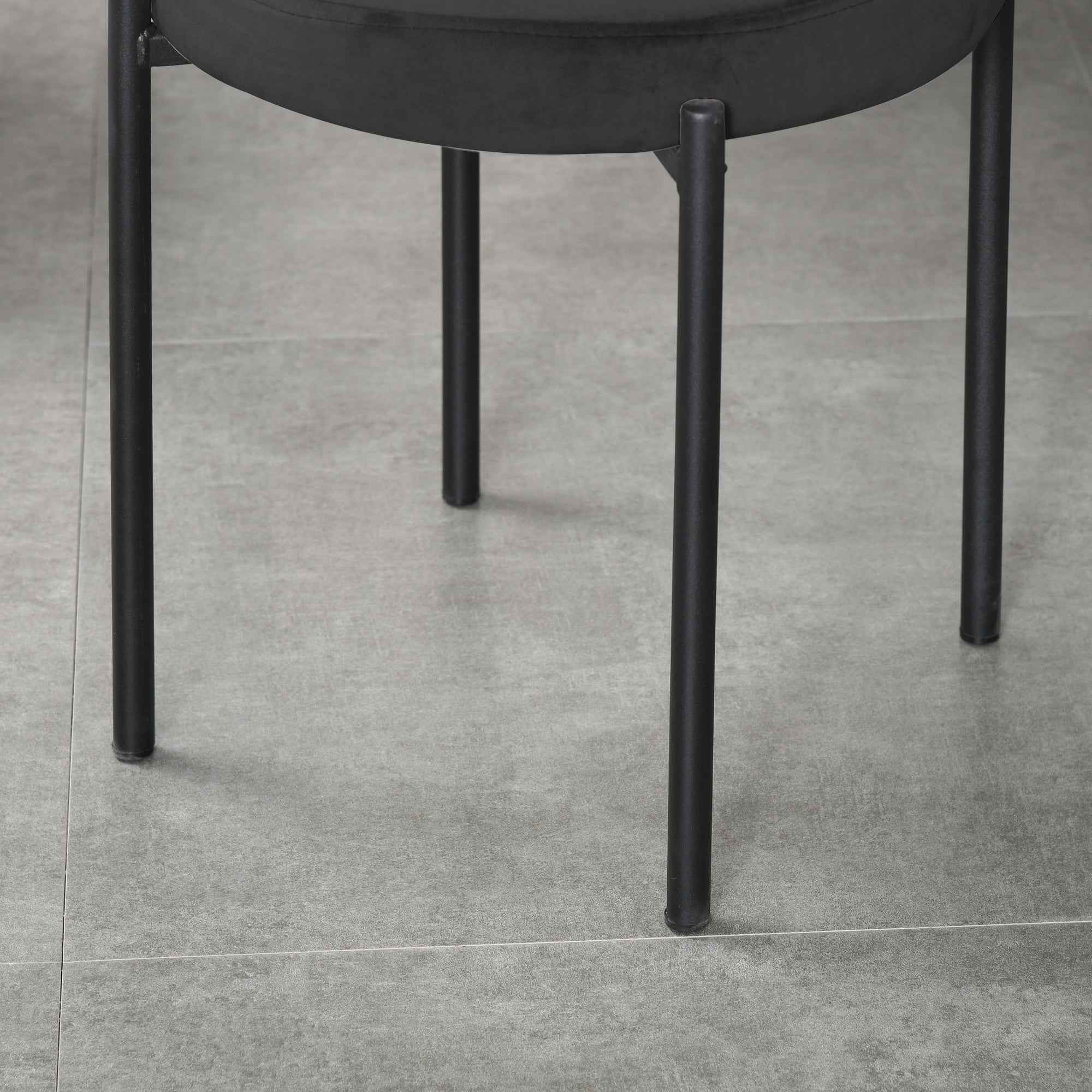 Noel Backless Round Dining Stools-Set of 4 with Metal Legs-Black
