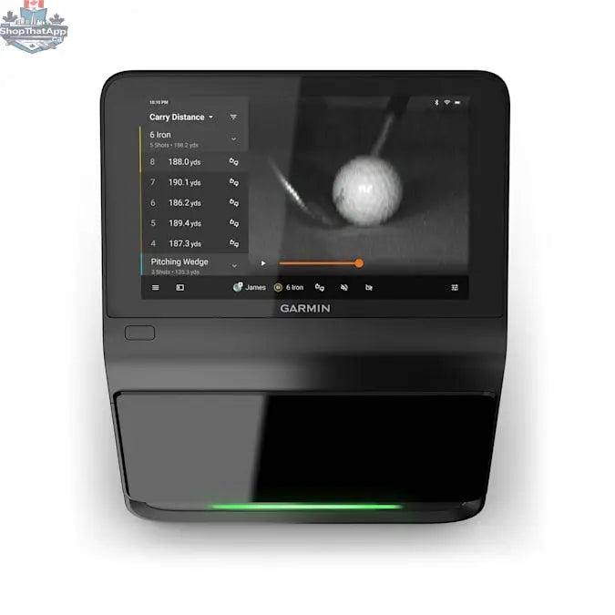 Launch monitor Approach R50 golf rangefinder by The Golfather Ltd. showing the device with a digital display and measurement features.
