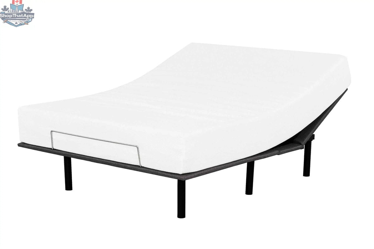 SLOTH Nation ElevateRest 1.0 adjustable lifestyle base in three sizes, shown with a bed frame and modern bedroom setting.