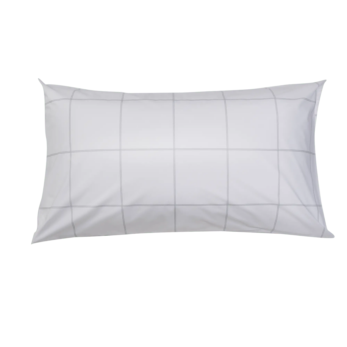 Light grey percale pillowcase from Skylark+Owl Canada, showcasing a smooth, crisp fabric with a simple, elegant design.