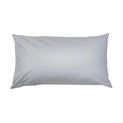 Light grey organic percale pillowcase from Skylark+Owl Canada, soft and breathable for luxurious sleep.