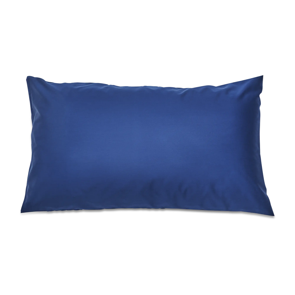Navy blue organic percale pillowcase from Skylark+Owl Canada, showcasing smooth, breathable fabric for luxurious sleep.