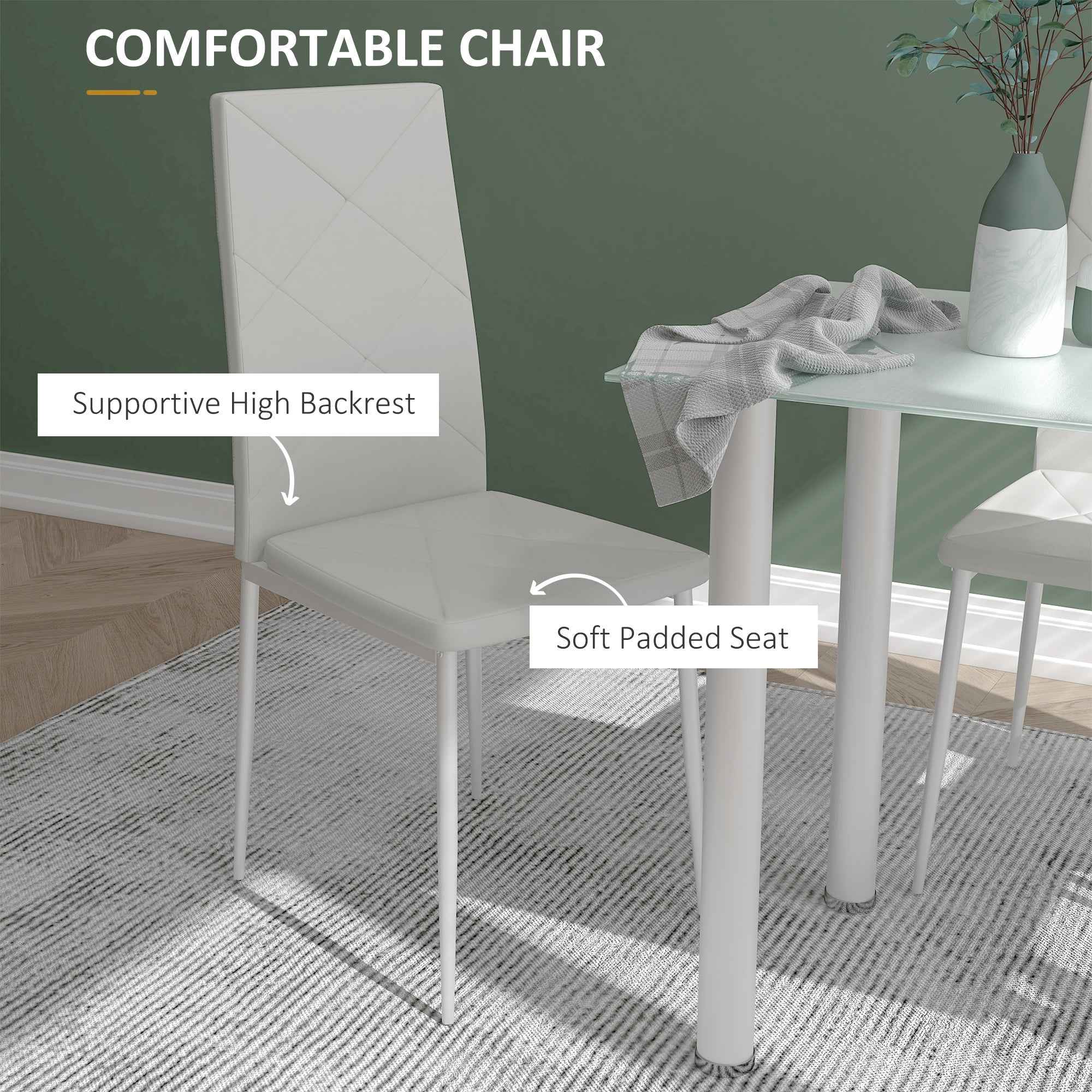 Adam Modern Space-Saving Dining Set for 4-White