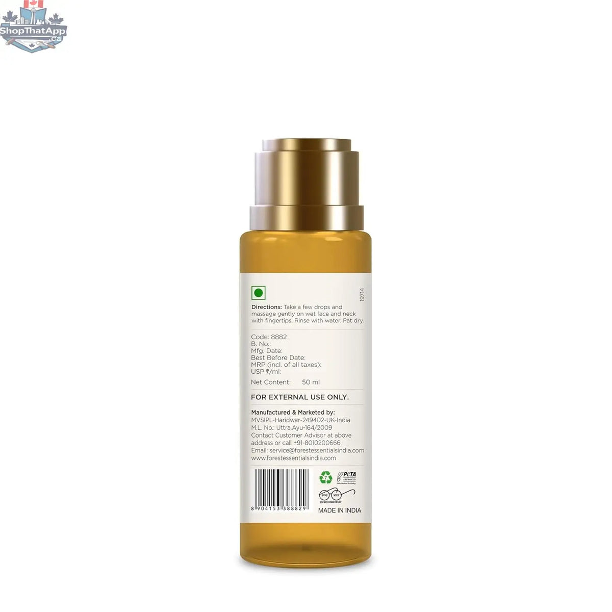 Ayurvedic Forest Essentials face wash for oily skin with saffron and neem, sulphate-free, in a clear bottle with natural ingredients.