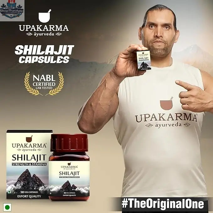 Upakarma Ayurveda pure Shilajit capsules in a bottle, 90 count, natural dietary supplement by Prithvi Mart