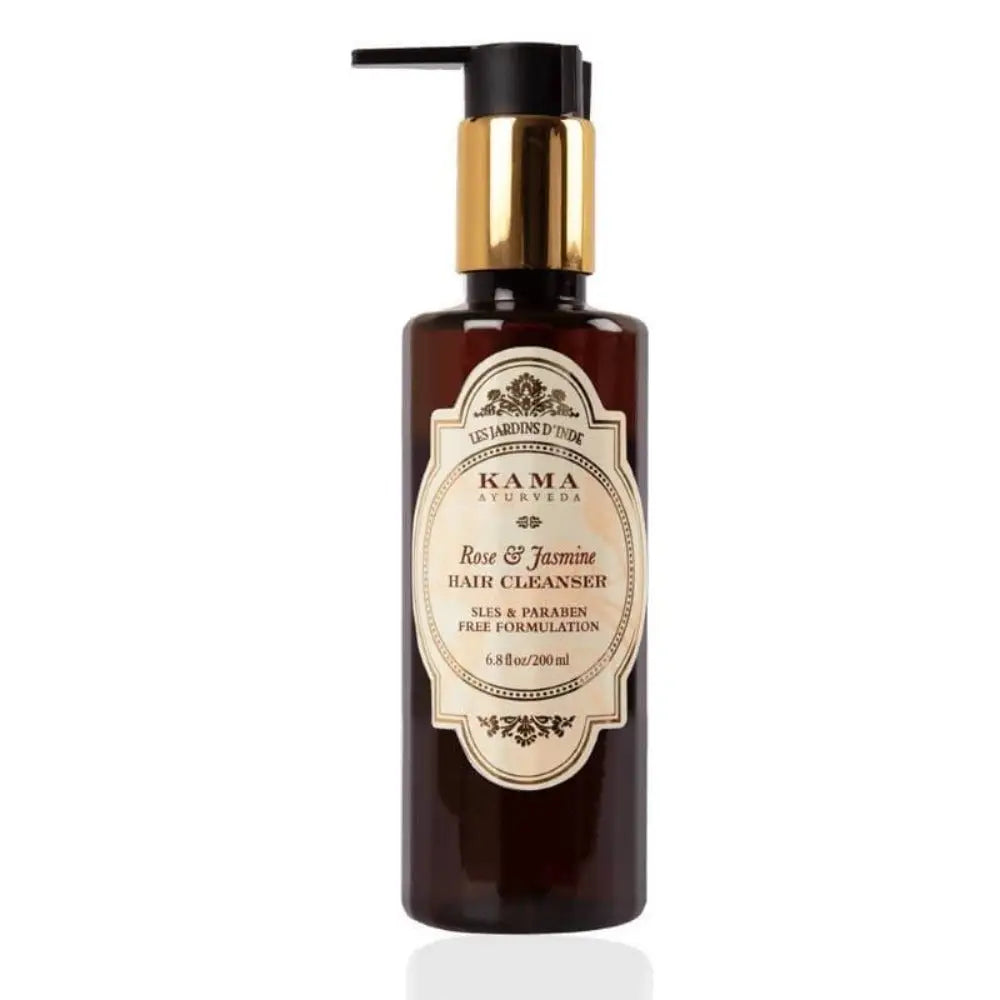 Kama Ayurveda Hair Cleanser with Rose and Jasmine in 200ml bottle, natural hair care product for gentle cleansing and floral fragrance.