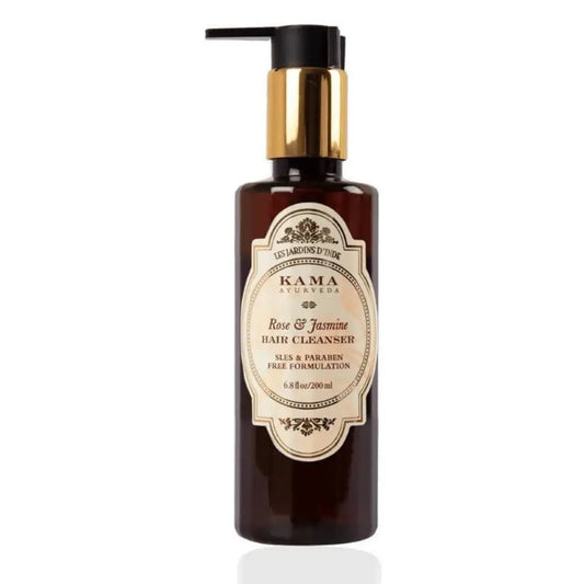 Kama Ayurveda Hair Cleanser with Rose and Jasmine in 200ml bottle, natural hair care product for gentle cleansing and floral fragrance.