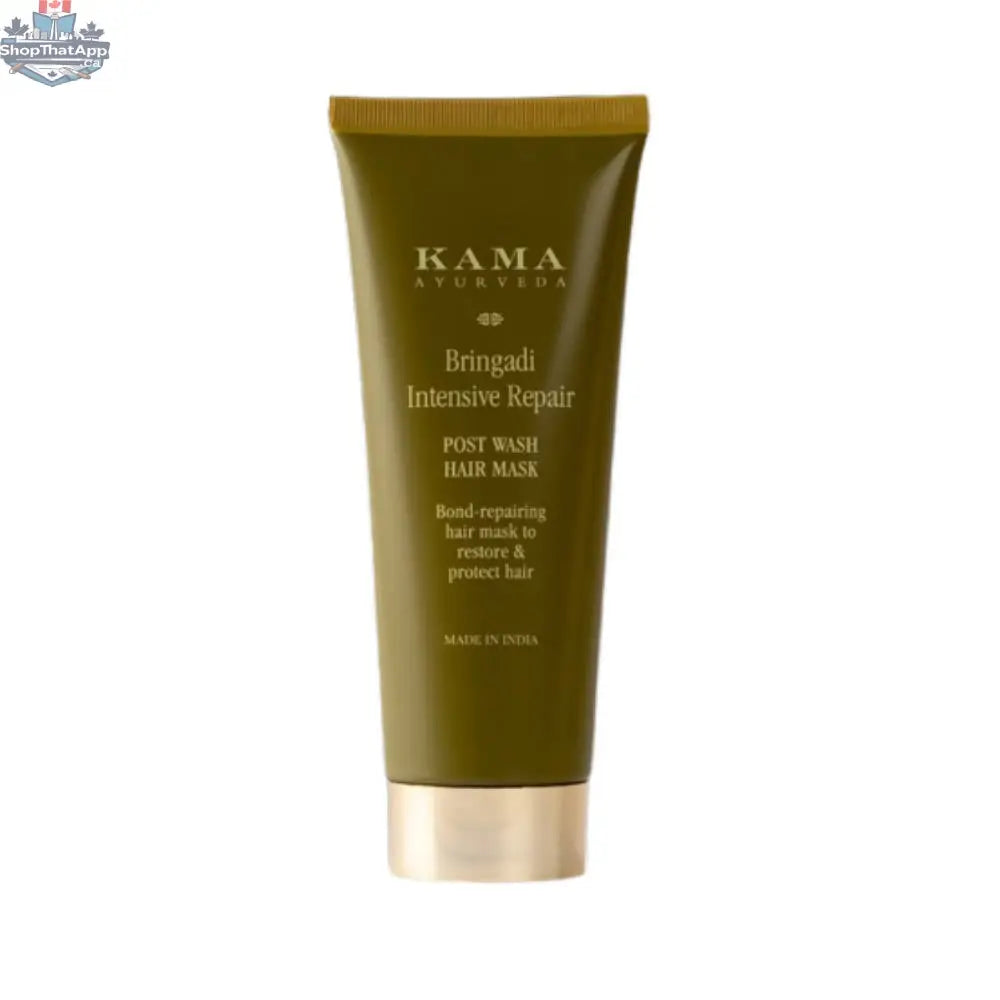 Kama Ayurveda Bringadi Hair Mask for intensive repair, 80g, natural ingredients, jar with label and product description.