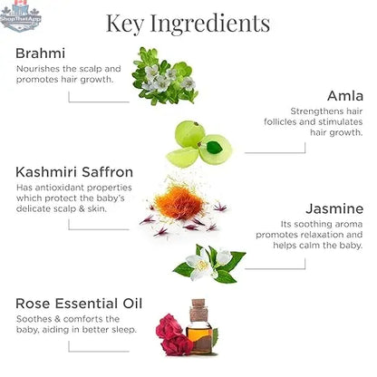 Forest Essentials Baby Head Massage Oil Dasapushpadi with herbal ingredients, suitable for gentle infant scalp massage.