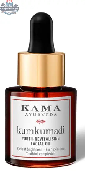 Prithvi Mart Kama Ayurveda Kumkumadi Oil in 15ml bottle, a youth-revitalizing facial oil for radiant skin, shown in the image.
