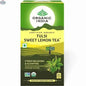 Organic Tulsi Sweet Lemon Tea by Prithvi Mart in a box of 25 tea bags, featuring herbal blend with lemon and tulsi leaves.