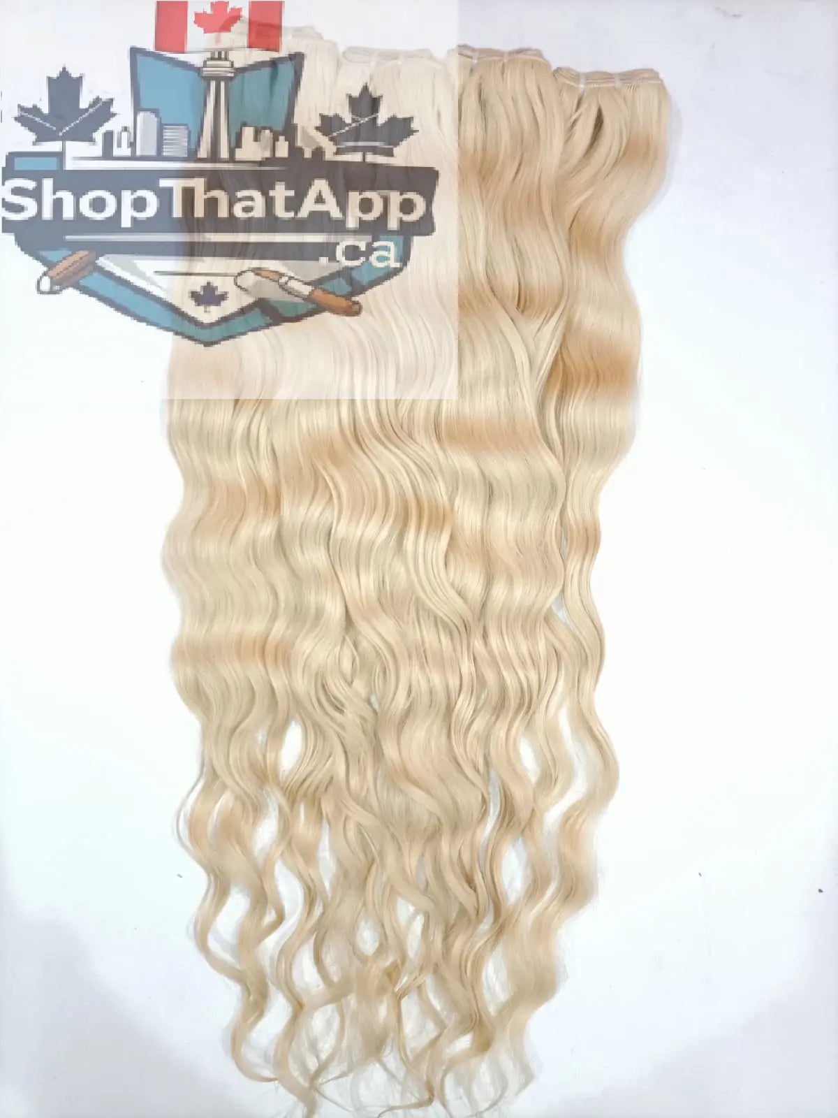 Indian blonde wefted hair extensions in premium 613 color, featuring natural-looking, high-quality hair from Prithvi Mart.