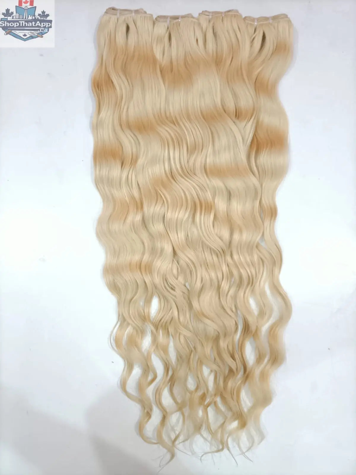Indian Blonde wefted hair extensions by Prithvi Mart, premium quality 613 hair extensions with natural silky texture.