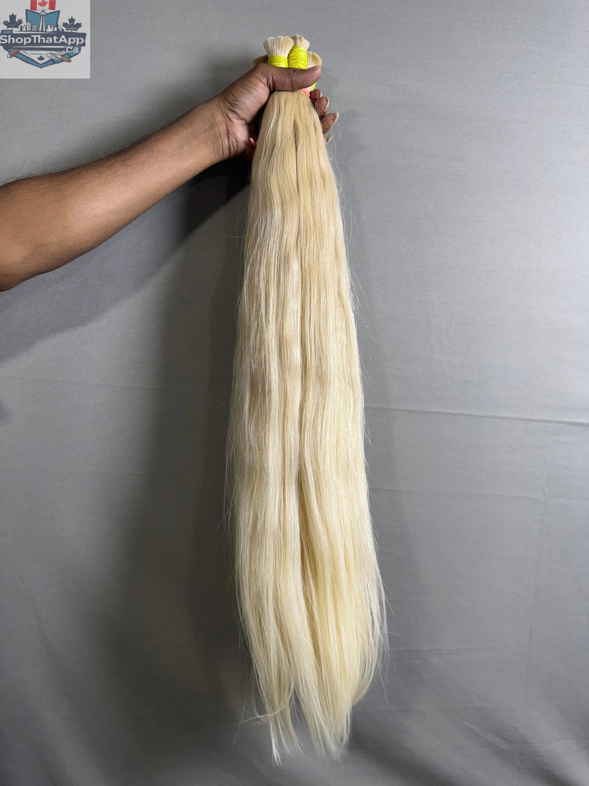 Indian raw blonde 613 hair extensions by Prithvi Mart, showcasing silky, natural-colored blonde hair in a bulk pack.