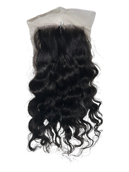 Curly hair closure made with Virgin Indian hair bundles by Prithvi Mart, showcasing natural curly texture and detailed craftsmanship.