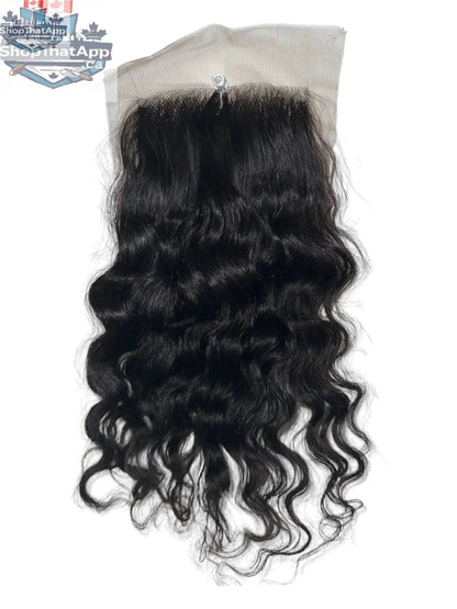 Curly hair closure made with Virgin Indian hair bundles, natural curly texture, and seamless blend for hair extensions.