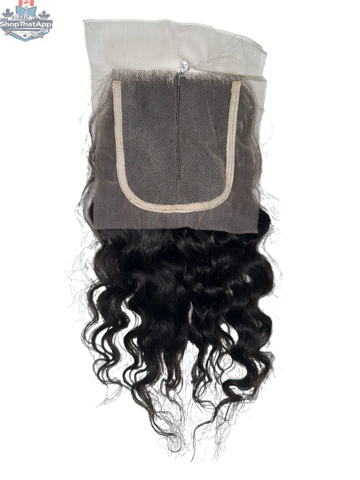 Curly hair closure made with Virgin Indian hair bundles, natural texture, and seamless blend for extensions.