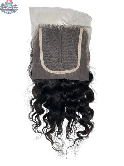 Curly hair closure made with Virgin Indian hair bundles, natural texture, and seamless blend for extensions.