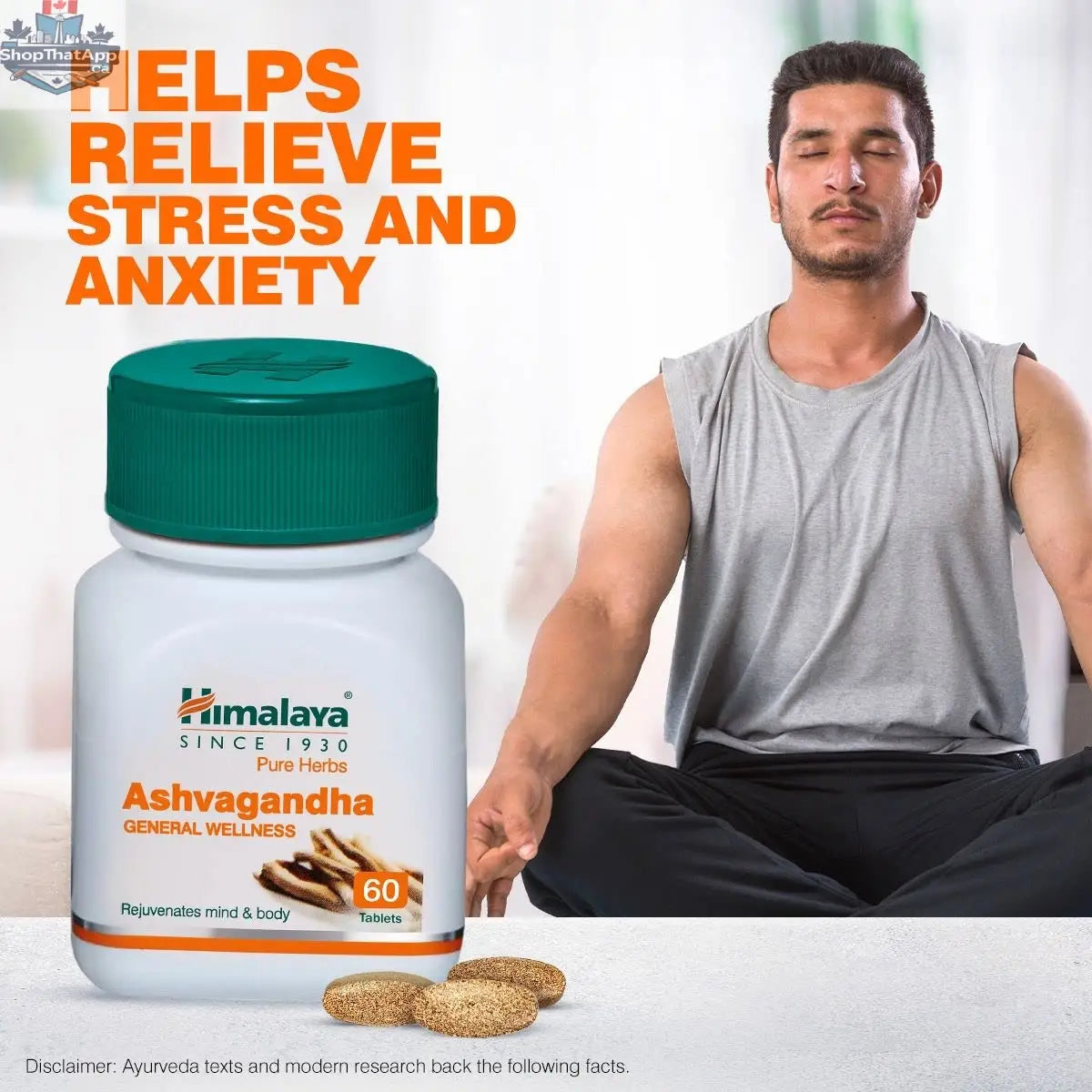 Prithvi Mart Himalaya Ashwagandha wellness supplement in a jar, showing natural root powder for stress relief and energy boost.