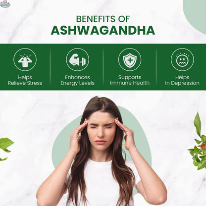 Himalayan Organics Ashwagandha capsules by Prithvi Mart, 120 count, organic wellness supplement for stress relief, in a bottle.