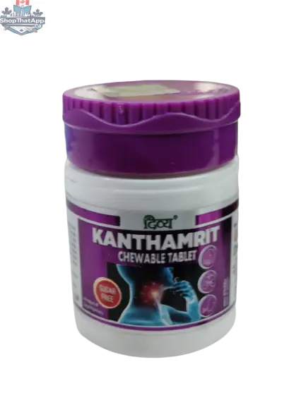 Patanjali Kanthamrit Vati in a wellness supplement bottle, designed for health and wellness by Prithvi Mart.
