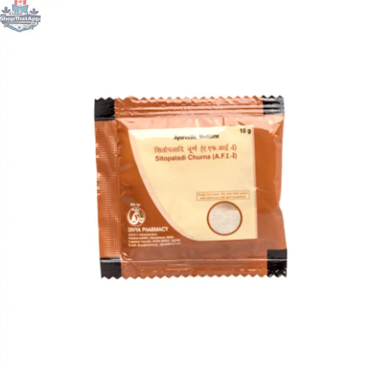 Patanjali Sitopaladi Churna herbal wellness supplement in a plastic container with label, used for health and respiratory support