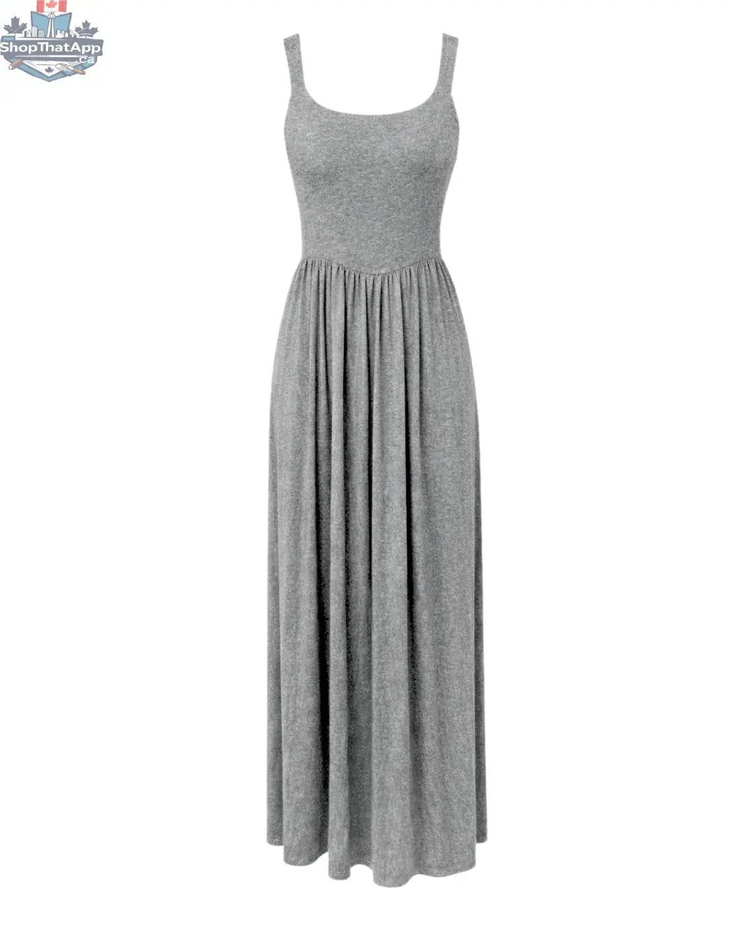Dawn Sleeveless Silky Maxi Dress - Flowing Grey Jersey Elegance - Shopthatapp.ca