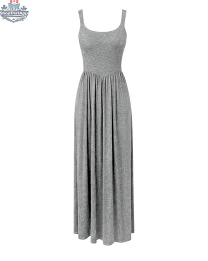 Dawn Sleeveless Silky Maxi Dress - Flowing Grey Jersey Elegance - Shopthatapp.ca