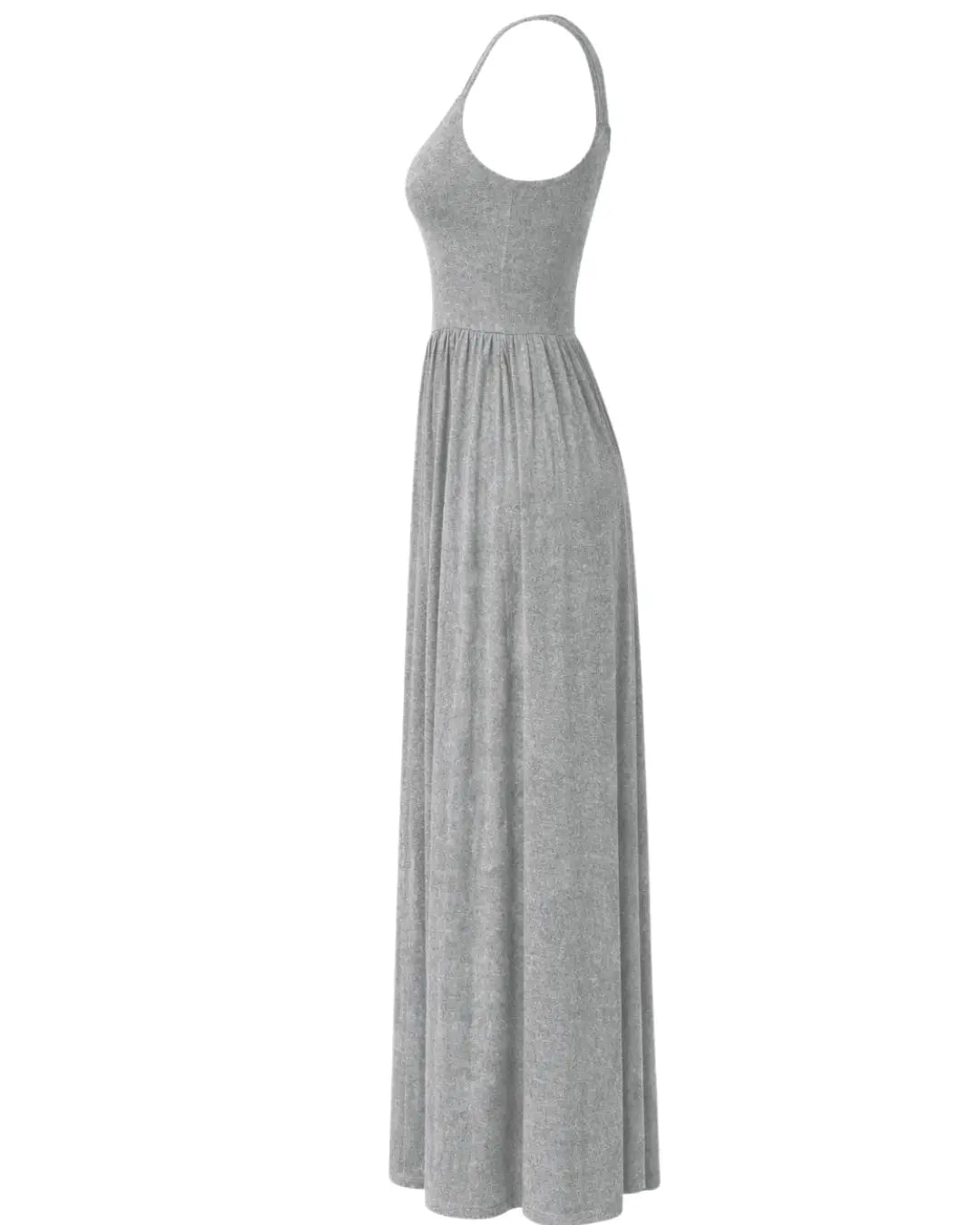 Dawn Sleeveless Silky Maxi Dress - Flowing Grey Jersey Elegance - Shopthatapp.ca