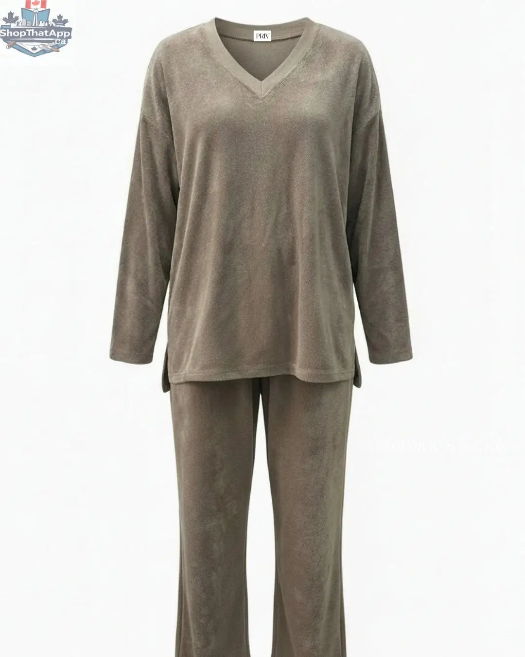 Terry & Co. Relaxed French Terry Lounge Set for Women 2PC in Latte - Shopthatapp.ca