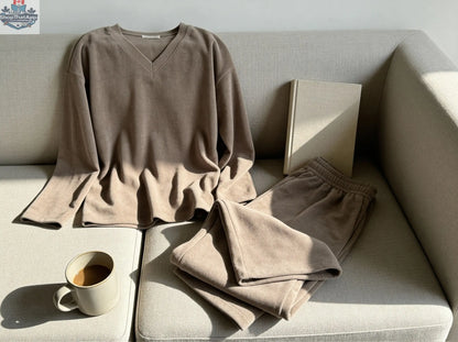 Terry & Co. Relaxed French Terry Lounge Set for Women 2PC in Latte - Shopthatapp.ca