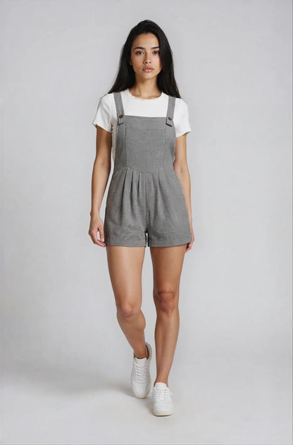 Goldie Relaxed Fit Black Gingham Romper - Short-All Style - Shopthatapp.ca