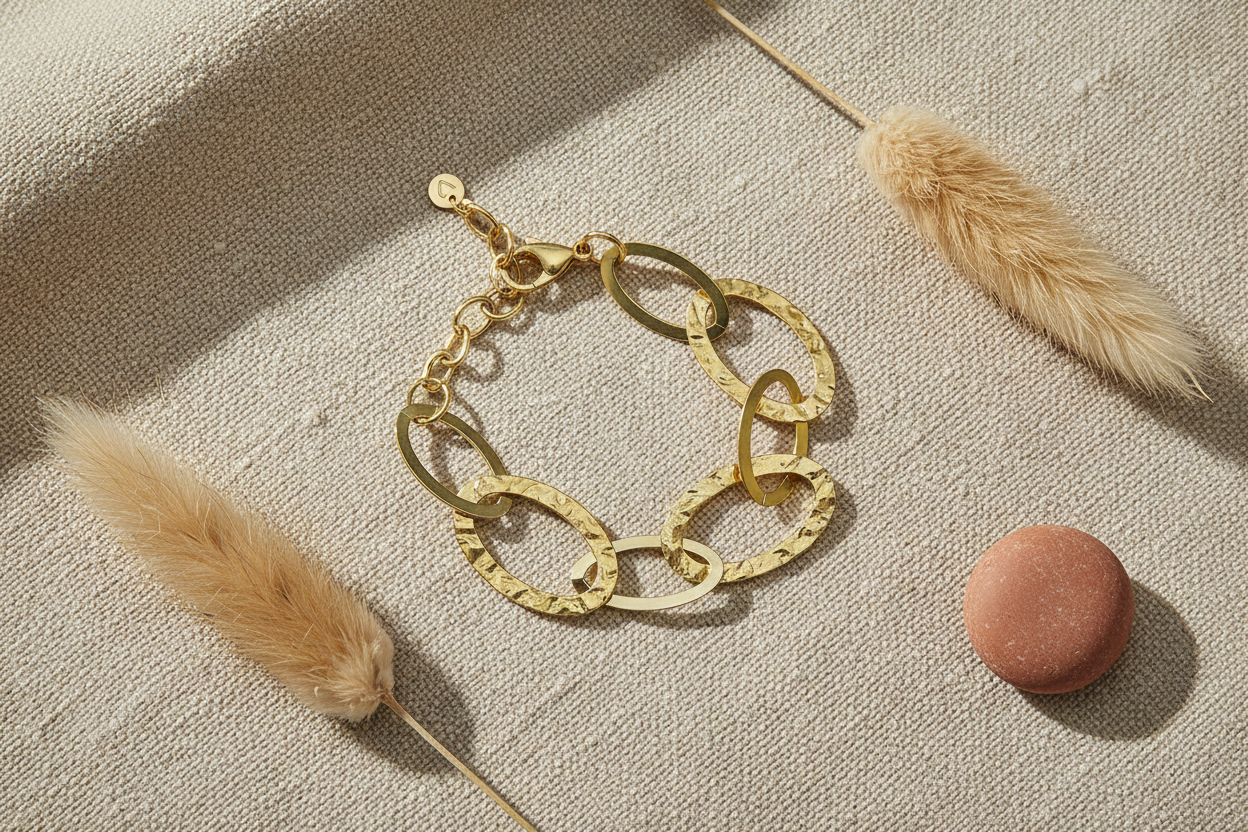 Linked Oval Bracelet Gold Stainless Steel - Shopthatapp.ca