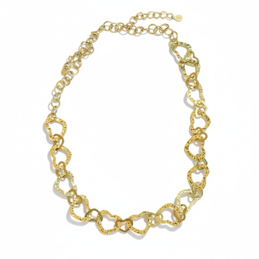 Linked Heart Necklace - Gold Stainless Steel - Shopthatapp.ca