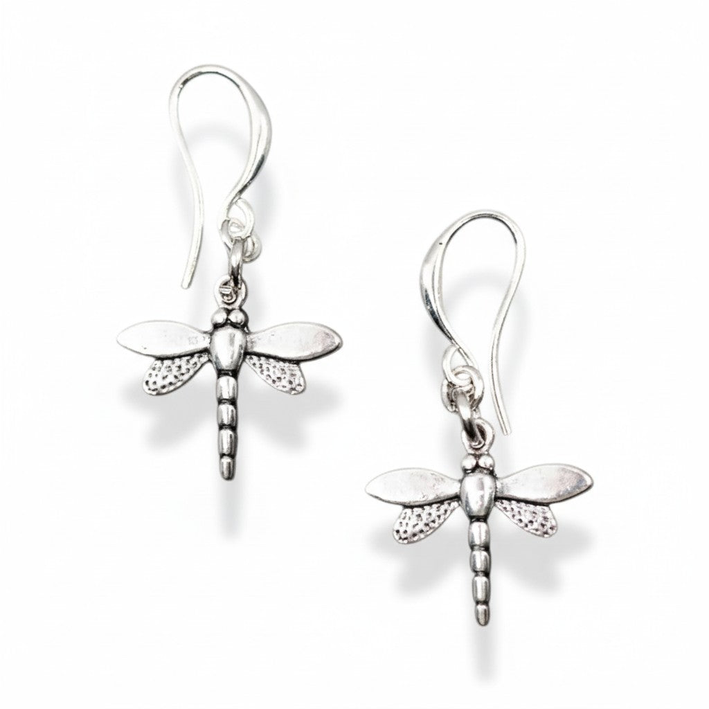 Silver Dragonfly Charm Earrings - Elegant Silver Plate Design - Shopthatapp.ca