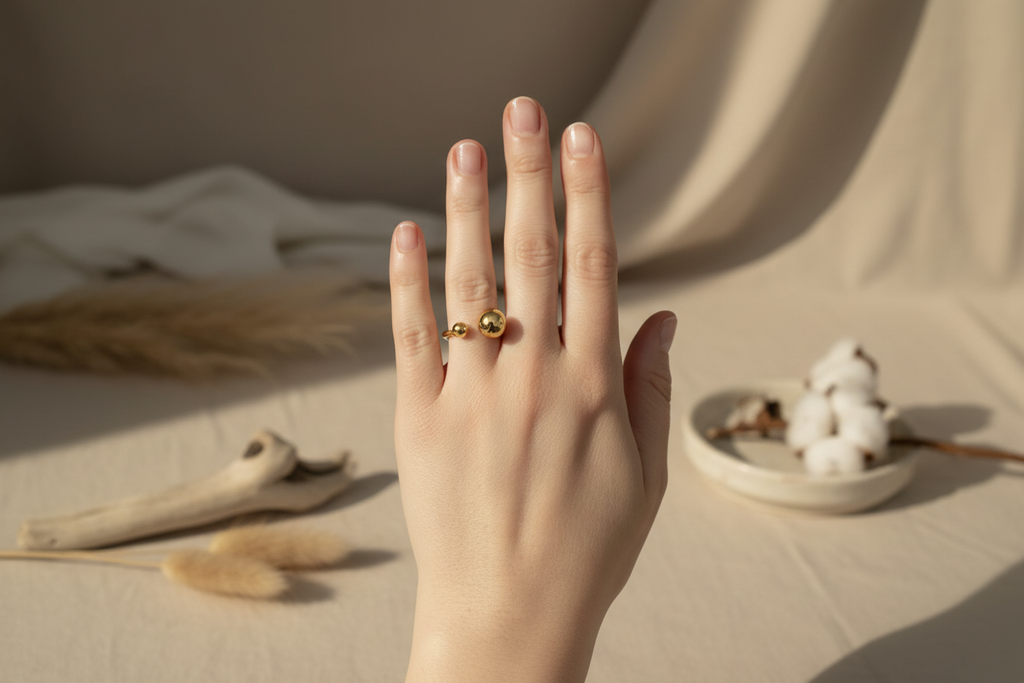 Open Ball Ring Gold Stainless Steel - Stylish and Durable Jewelry - Shopthatapp.ca