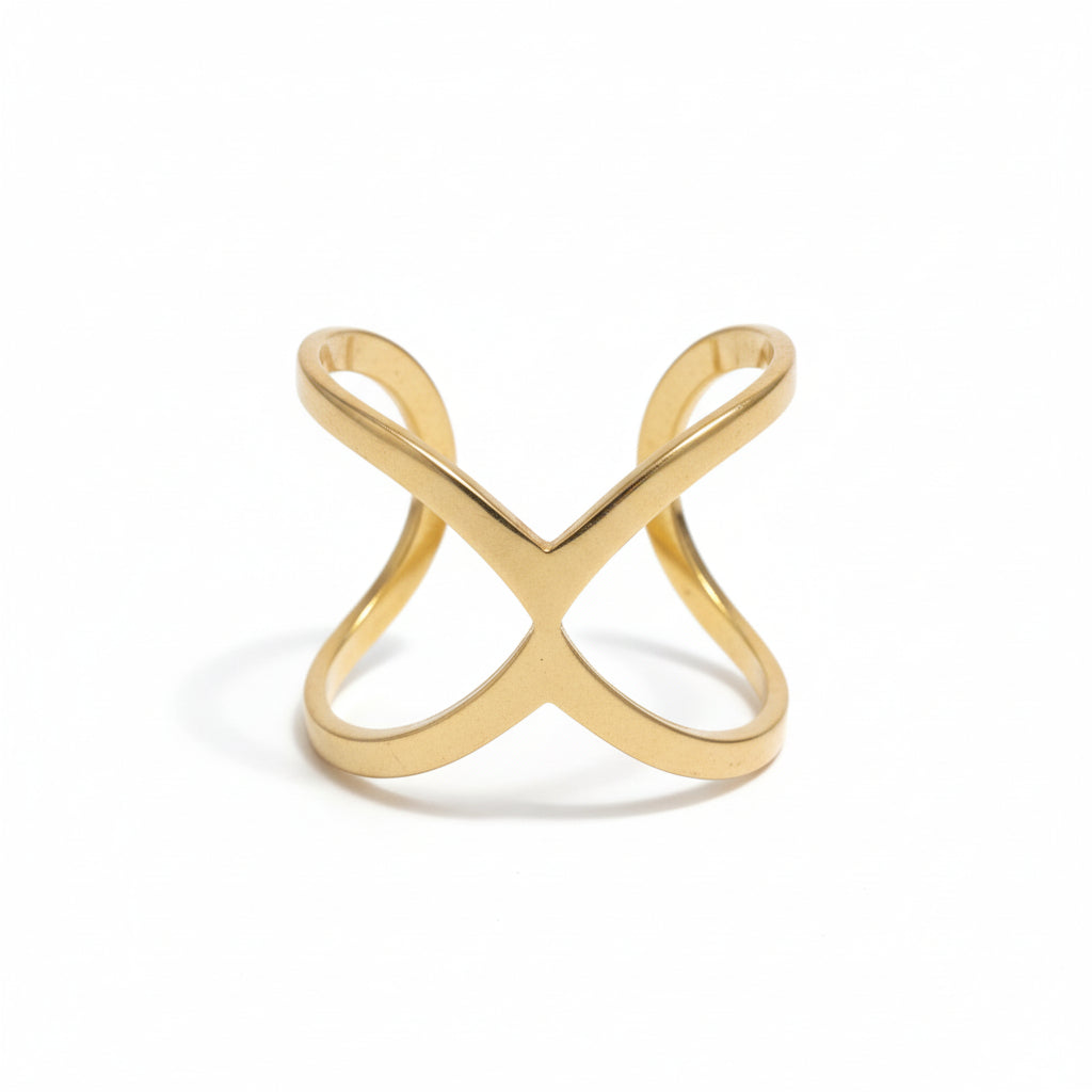 Open X Ring Gold Stainless Steel - Stylish and Durable Jewelry - Shopthatapp.ca