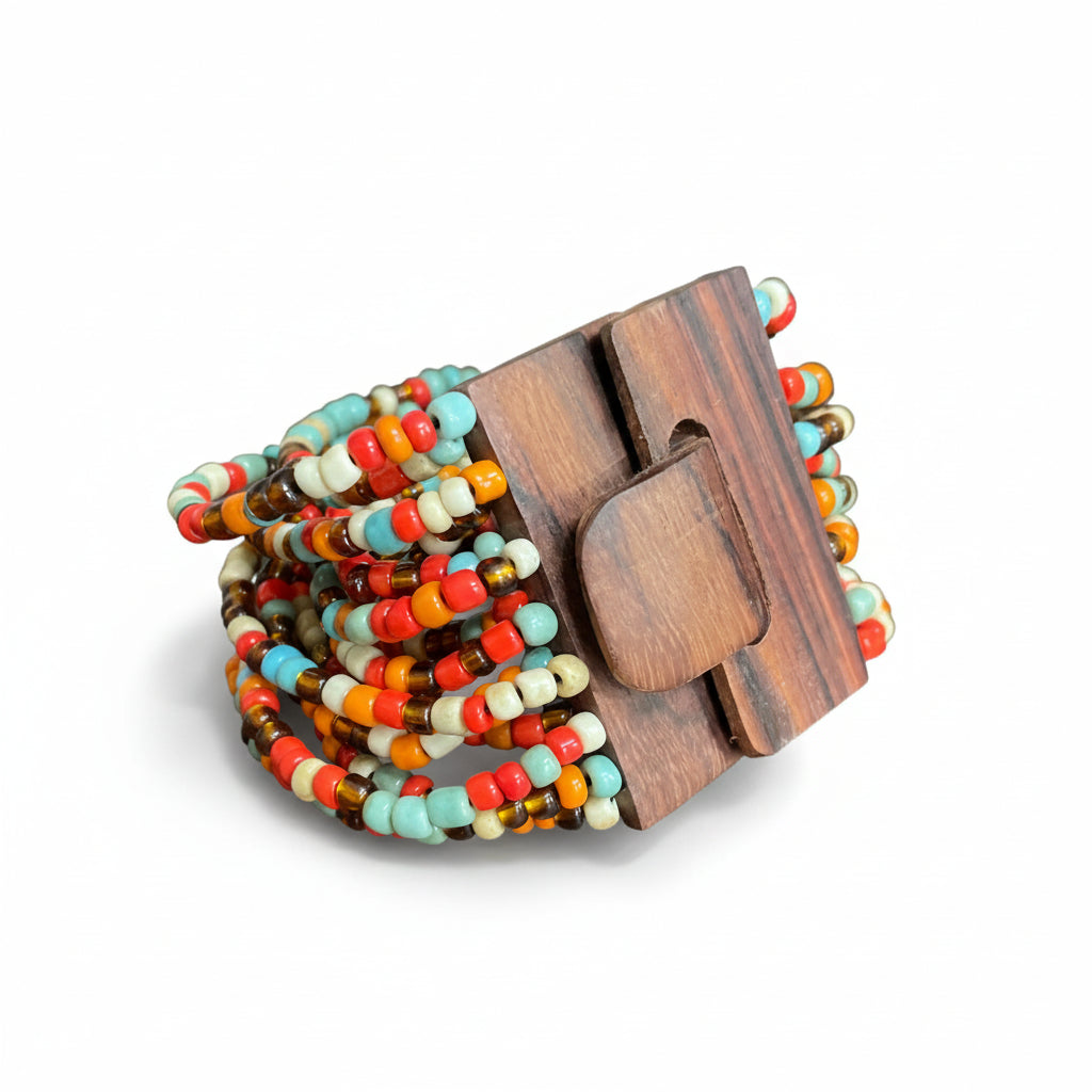 Multi Strand Wooden Clasp Bracelet – Handmade Elegance for Every Occasion - Shopthatapp.ca