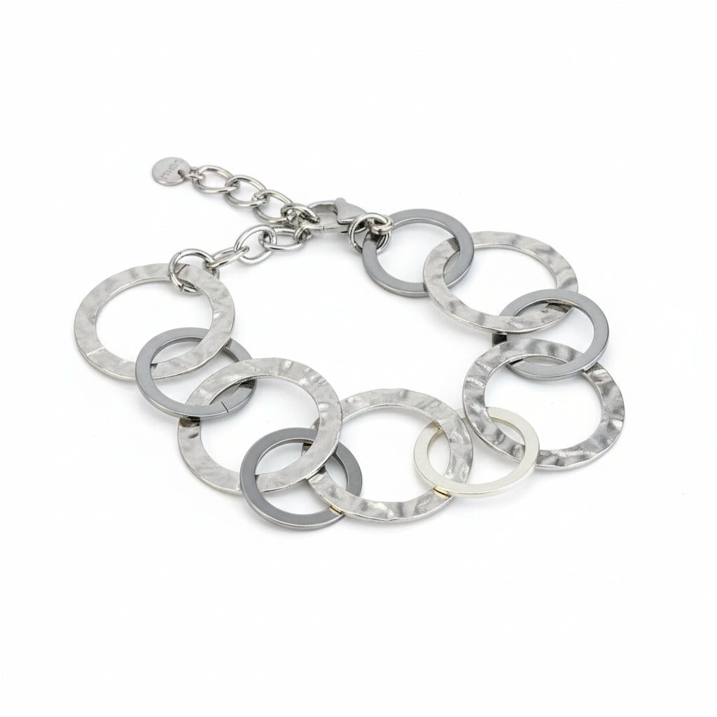Linked Circle Bracelet - Grey Stainless Steel - Shopthatapp.ca